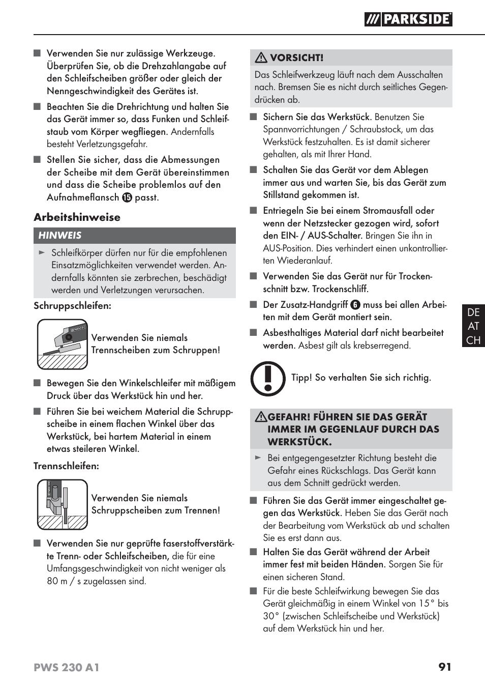 Parkside PWS 230 A1 User Manual | Page 95 / 101