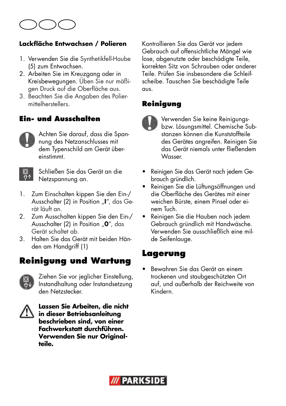 Reinigung und wartung, Lagerung, De at ch | Parkside PWP 90 B2 User Manual | Page 10 / 50