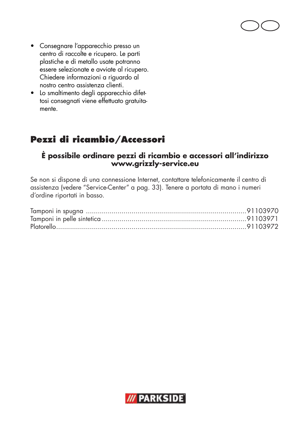 Pezzi di ricambio/accessori | Parkside PWP 90 B2 User Manual | Page 31 / 50