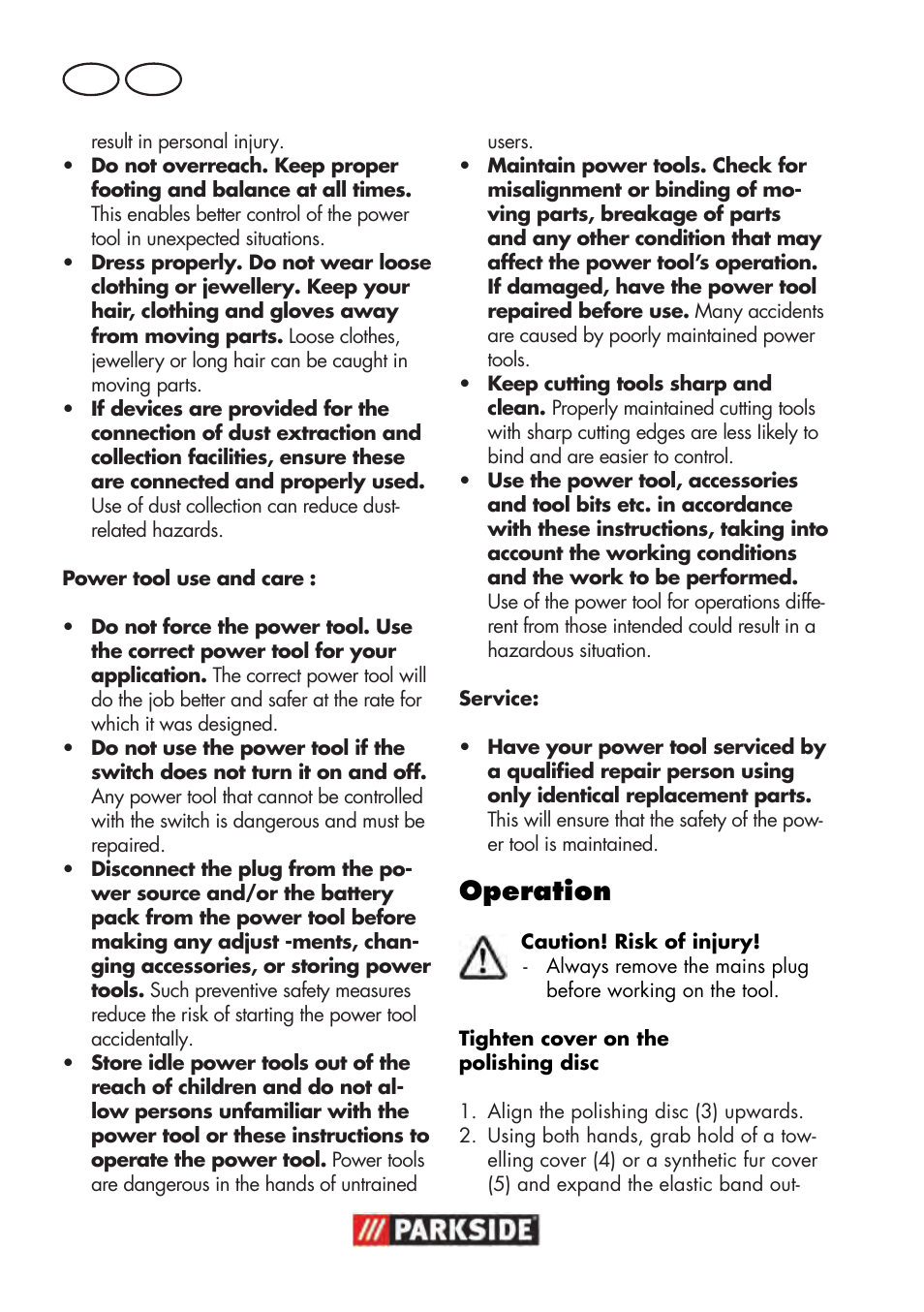 Operation, Gb mt | Parkside PWP 90 B2 User Manual | Page 38 / 58