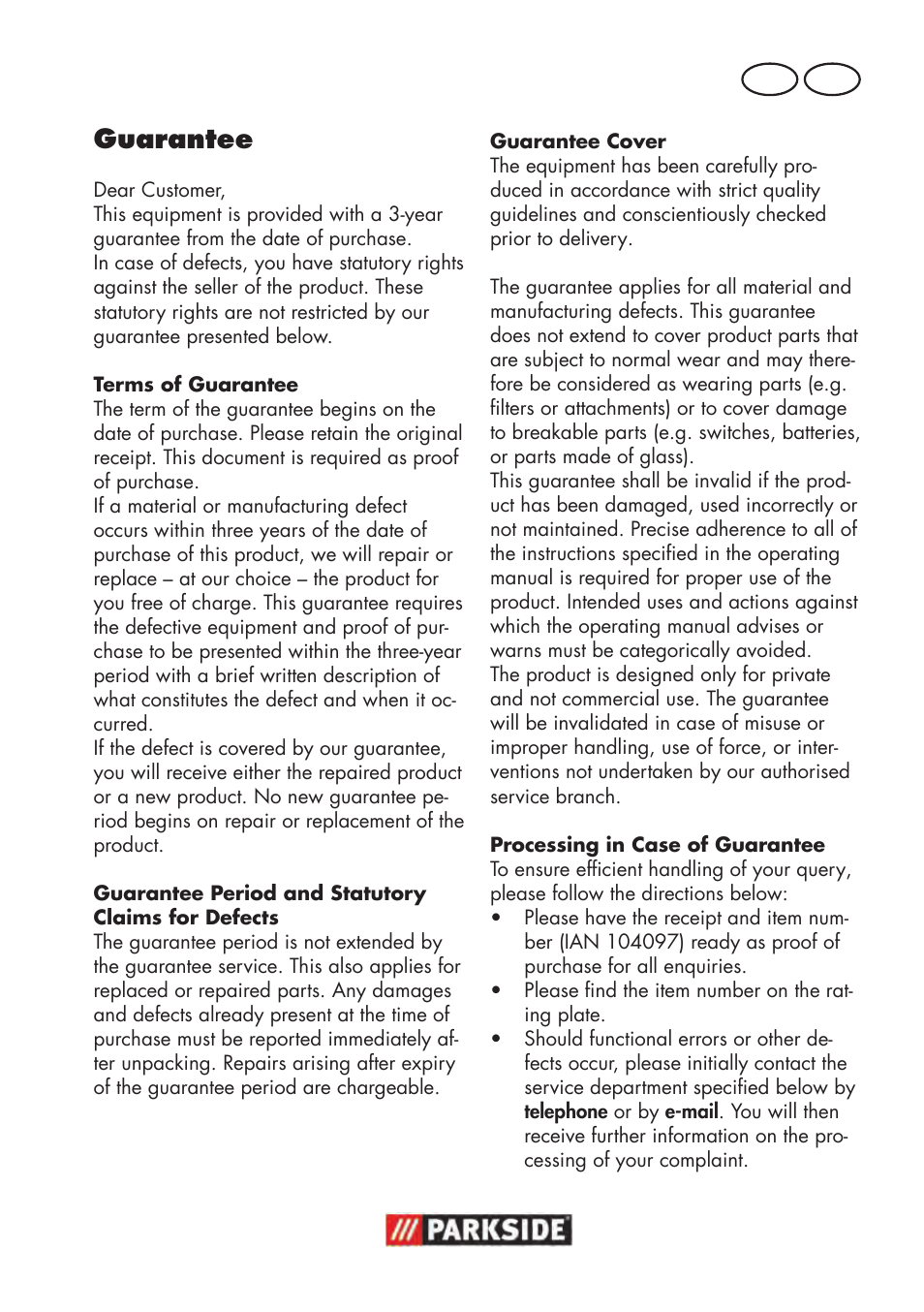 Guarantee, Gb mt | Parkside PWP 90 B2 User Manual | Page 41 / 58