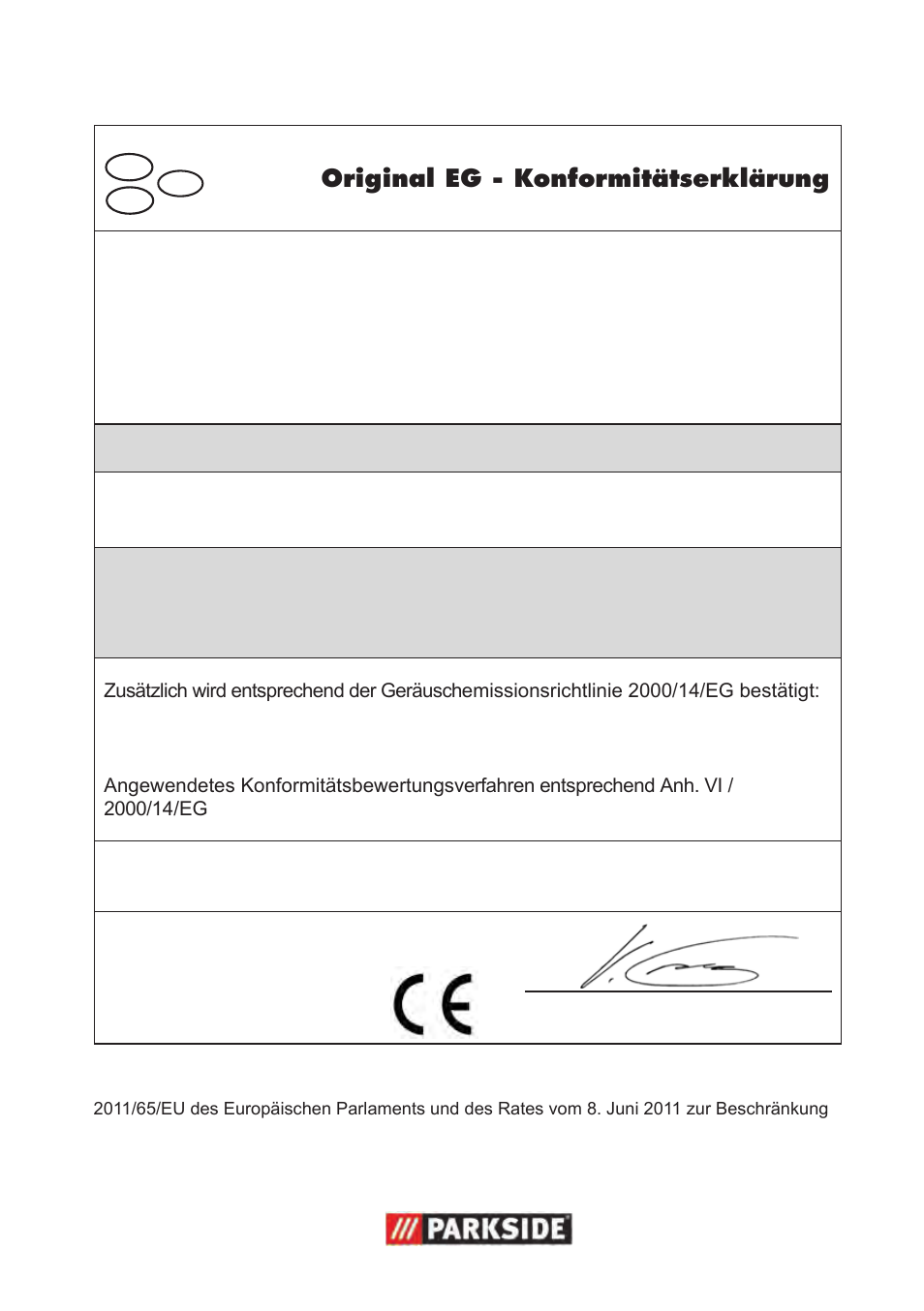 Original eg - konformitätserklärung | Parkside PWP 90 B2 User Manual | Page 57 / 58