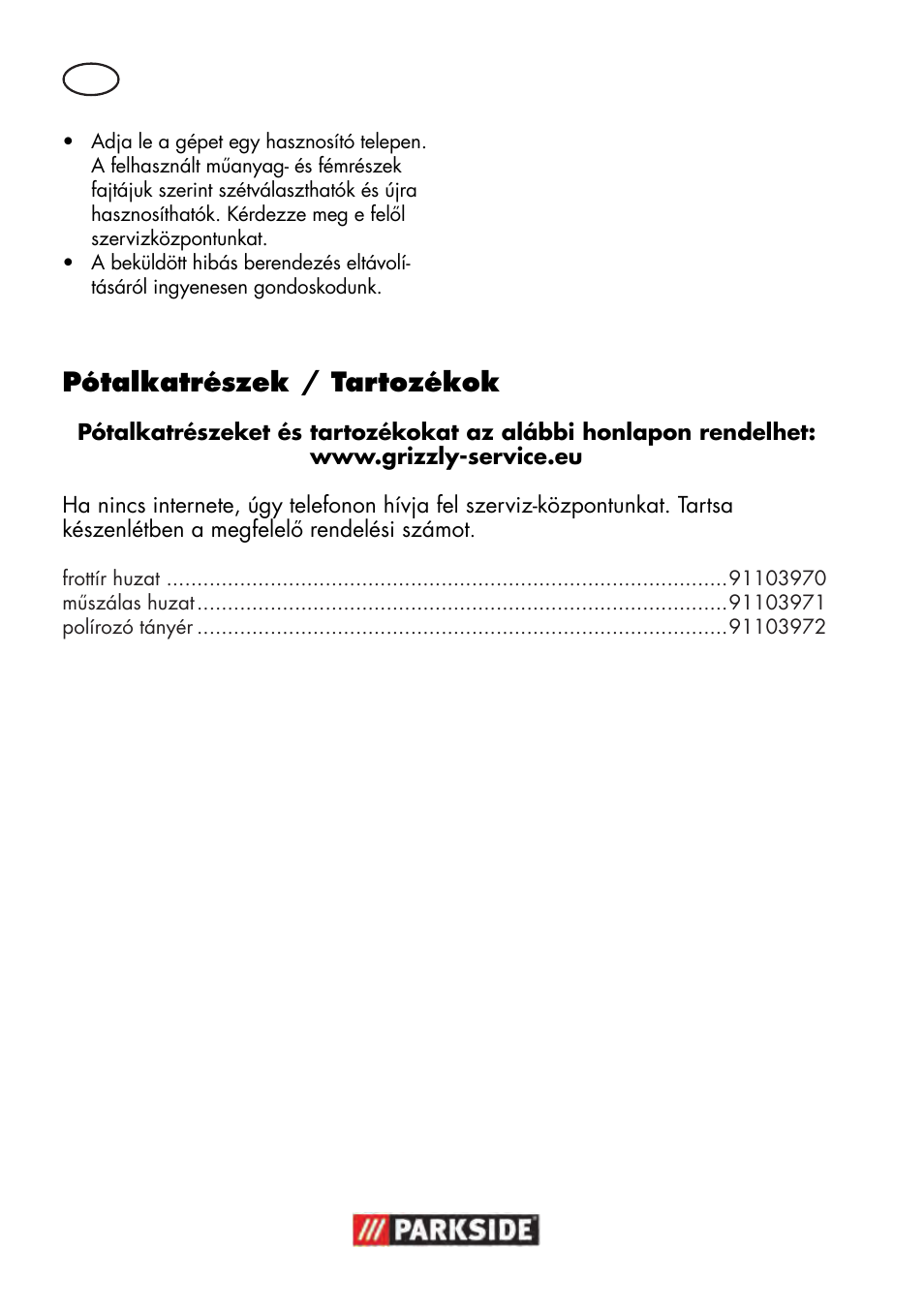 Pótalkatrészek / tartozékok | Parkside PWP 90 B2 User Manual | Page 30 / 70