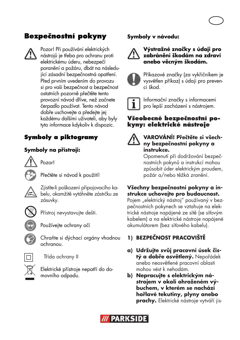 Bezpečnostní pokyny | Parkside PWP 90 B2 User Manual | Page 35 / 70