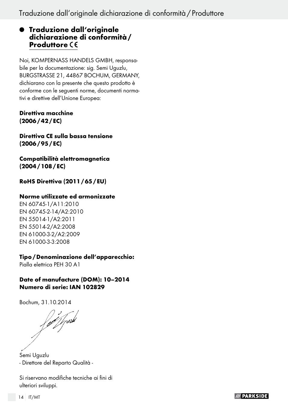 Parkside PEH 30 A1 User Manual | Page 14 / 35