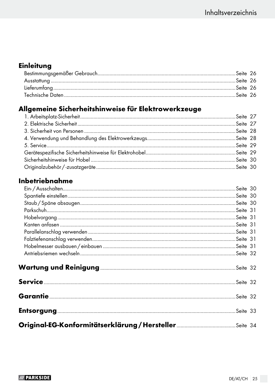 Parkside PEH 30 A1 User Manual | Page 25 / 35