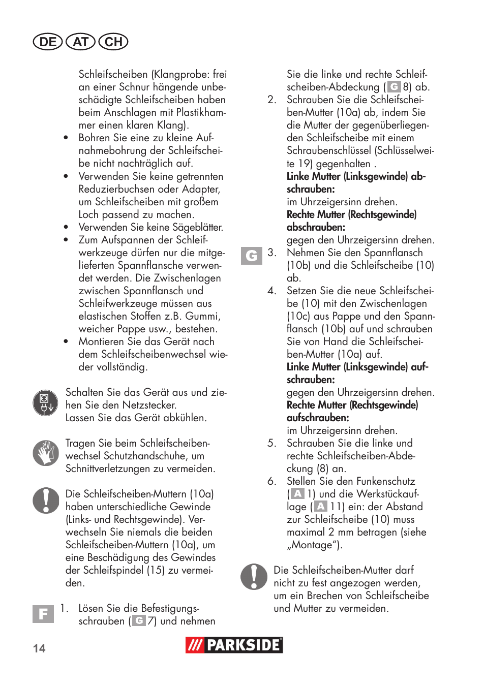 De at ch | Parkside PDOS 200 B2 User Manual | Page 14 / 72