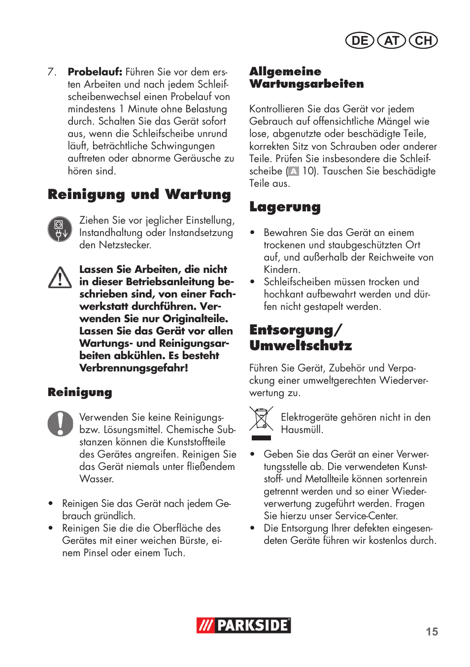 Reinigung und wartung, Lagerung, Entsorgung/ umweltschutz | Parkside PDOS 200 B2 User Manual | Page 15 / 72