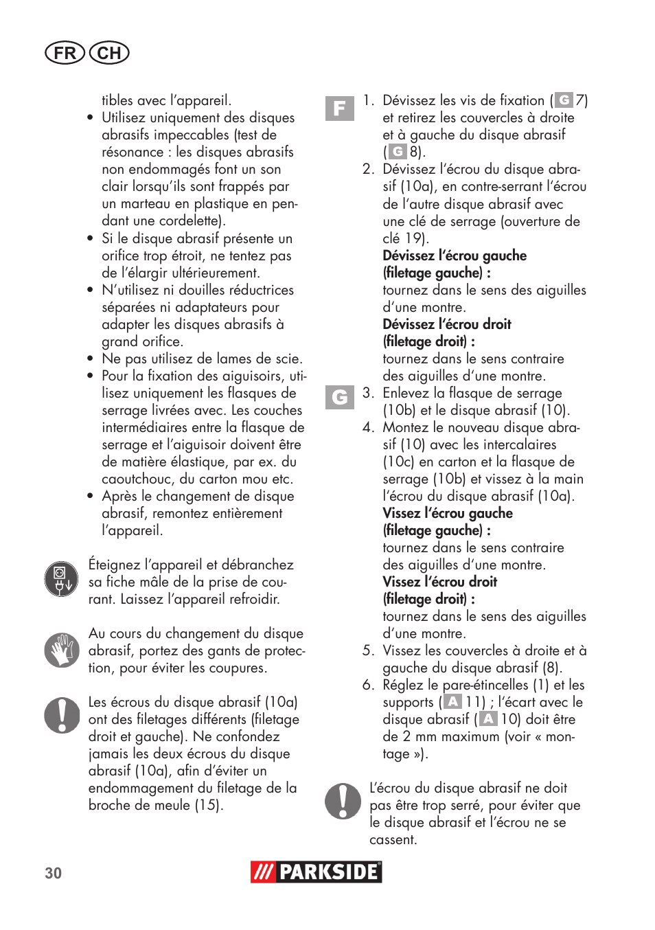 Fr ch | Parkside PDOS 200 B2 User Manual | Page 30 / 72