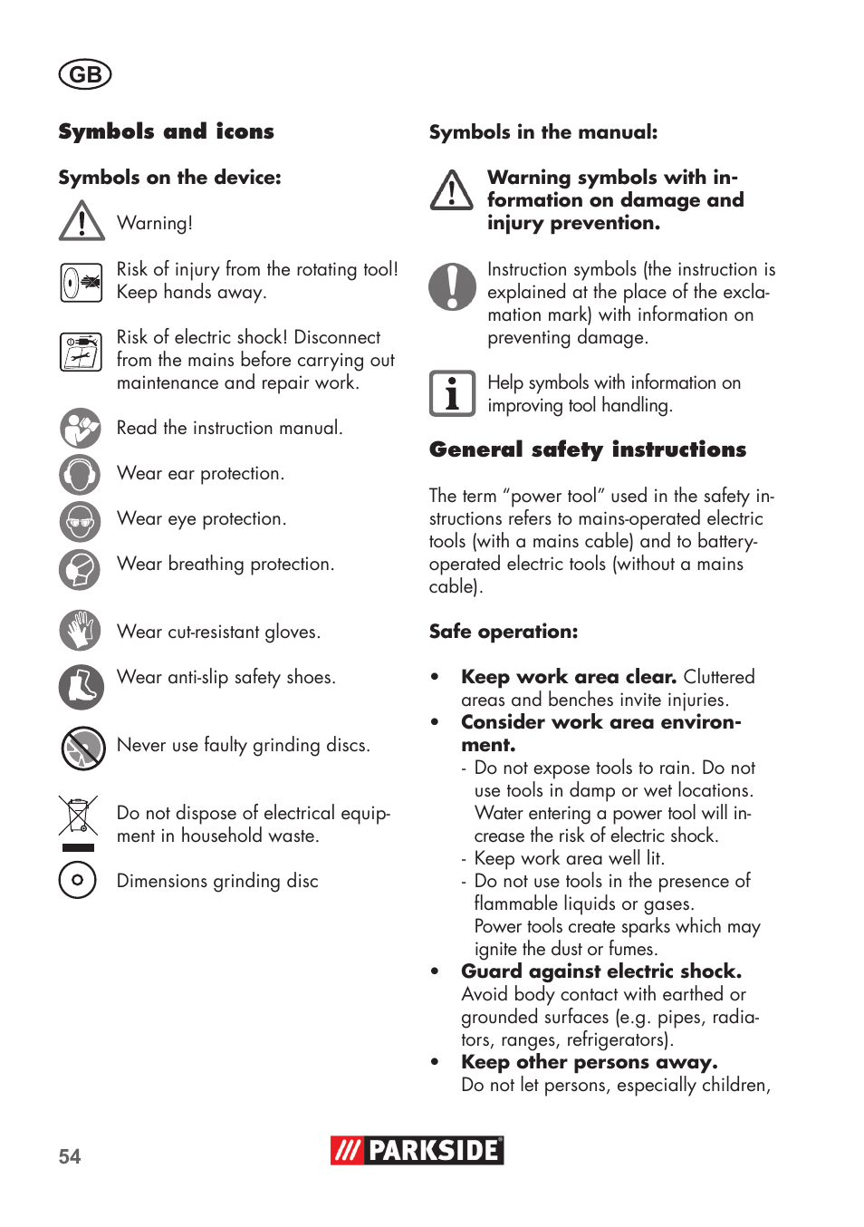 Parkside PDOS 200 B2 User Manual | Page 54 / 72