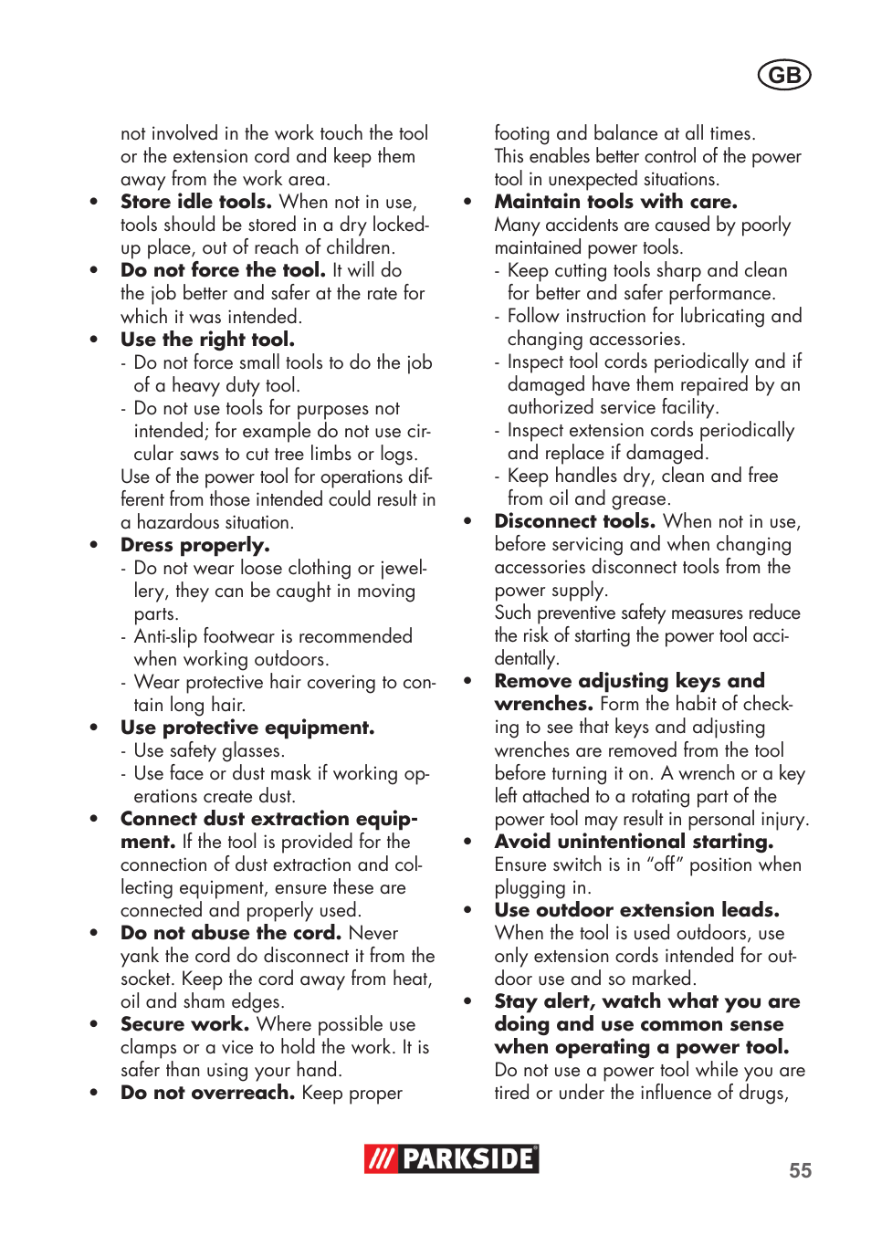 Parkside PDOS 200 B2 User Manual | Page 55 / 72