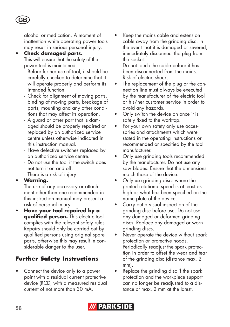 Parkside PDOS 200 B2 User Manual | Page 56 / 72