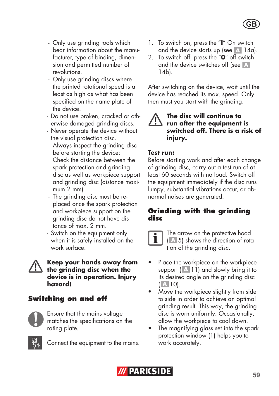 Parkside PDOS 200 B2 User Manual | Page 59 / 72