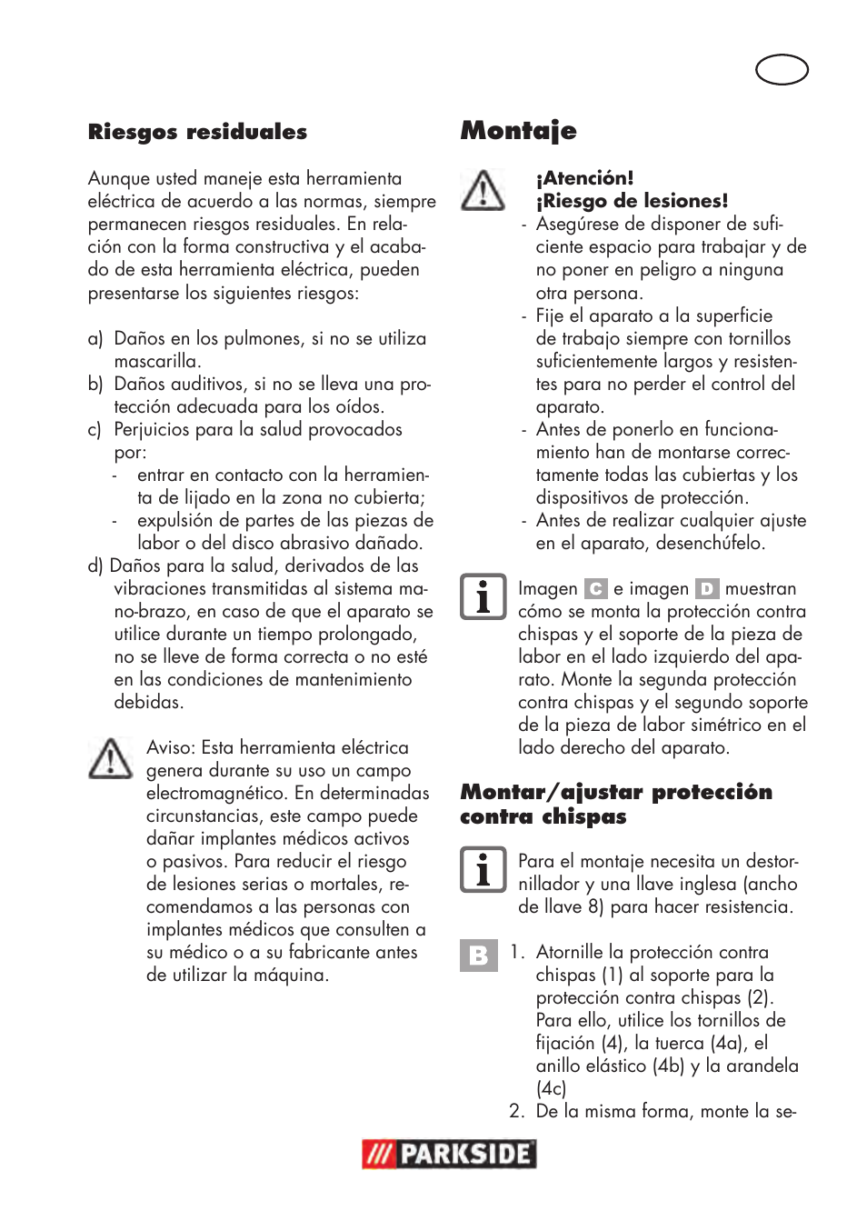 Montaje | Parkside PDOS 200 B2 User Manual | Page 11 / 88