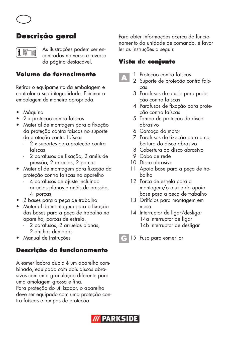 Descrição geral | Parkside PDOS 200 B2 User Manual | Page 36 / 88