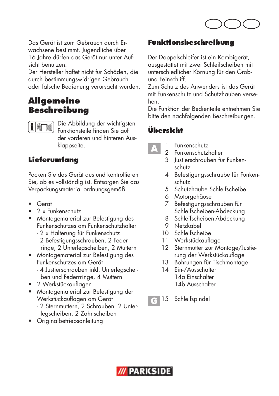 Allgemeine beschreibung, De at ch | Parkside PDOS 200 B2 User Manual | Page 67 / 88