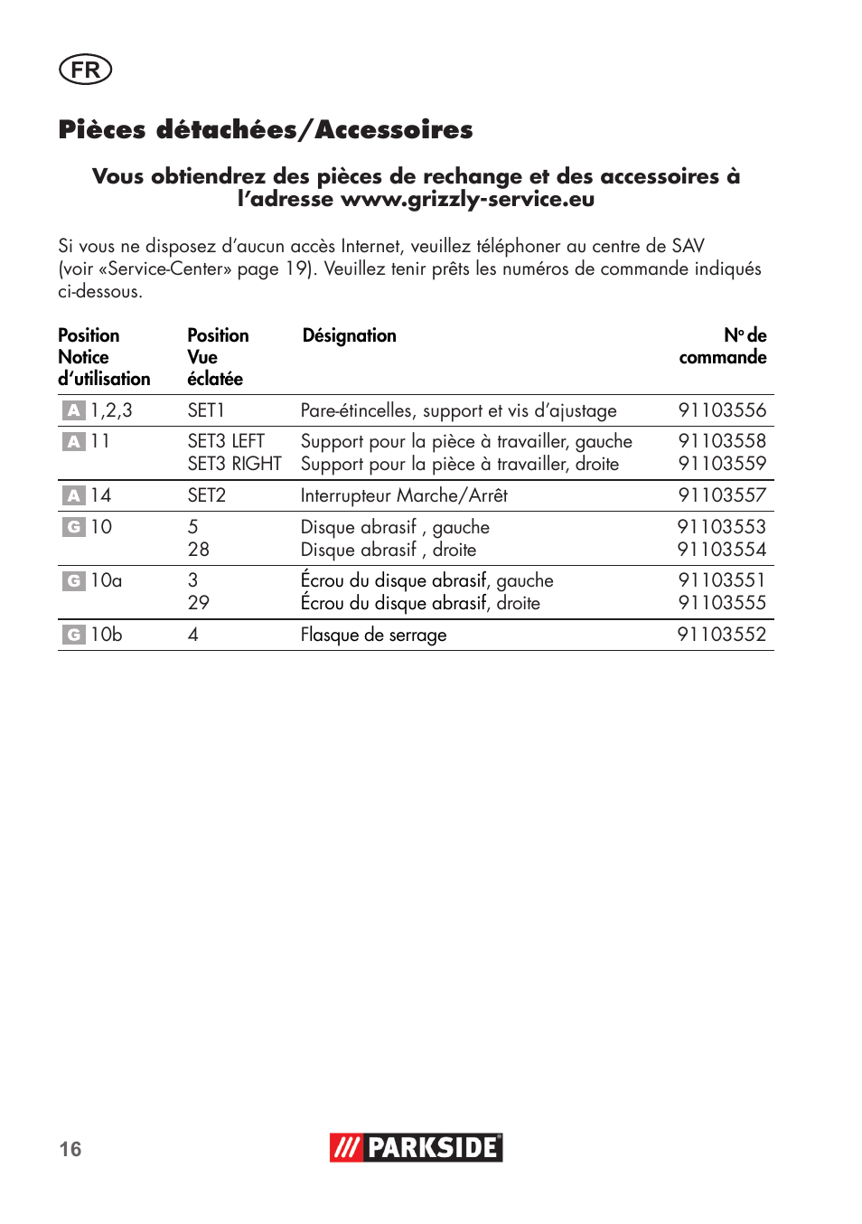 Pièces détachées/accessoires | Parkside PDOS 200 B2 User Manual | Page 16 / 56