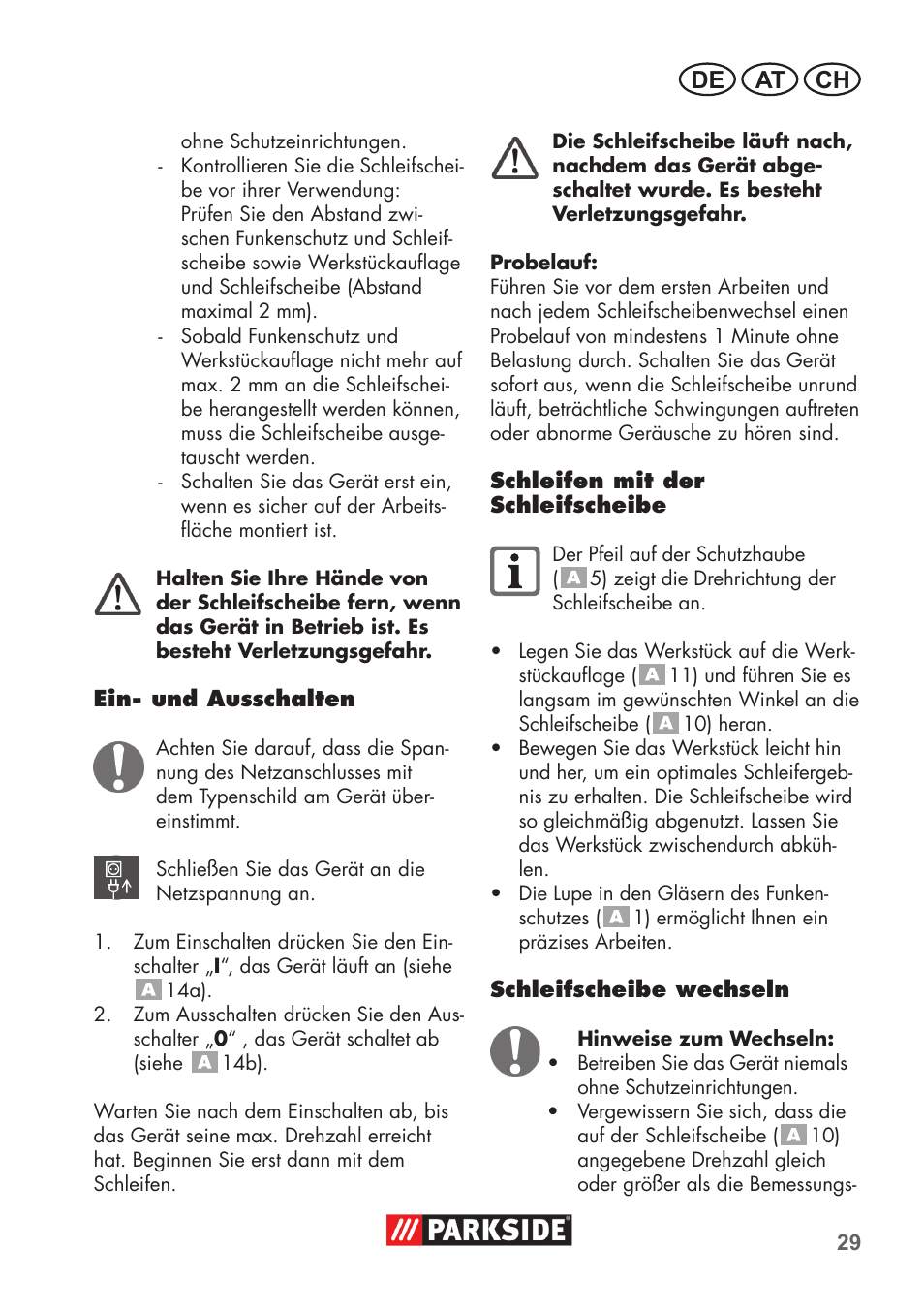 De at ch | Parkside PDOS 200 B2 User Manual | Page 29 / 56