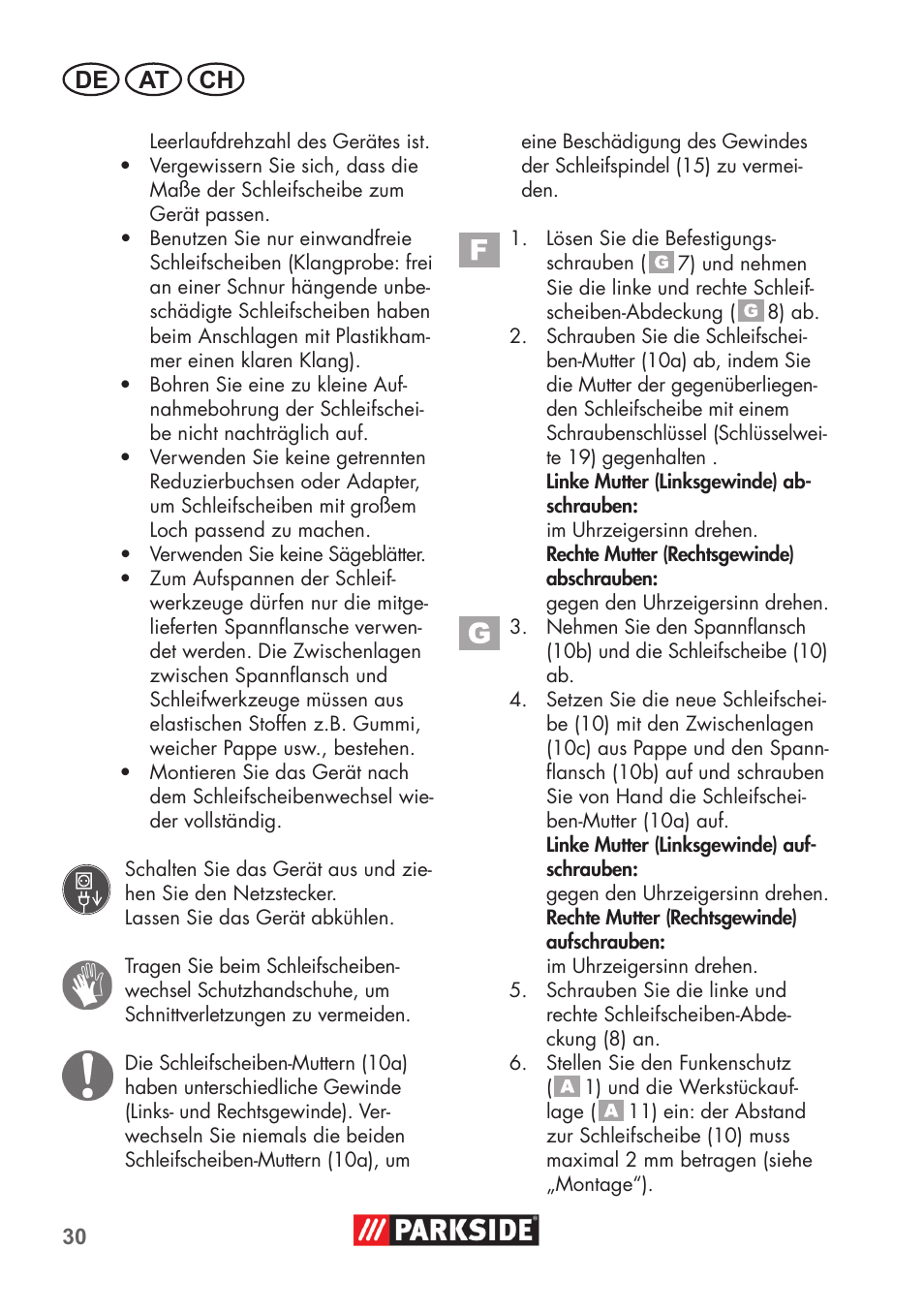 De at ch | Parkside PDOS 200 B2 User Manual | Page 30 / 56