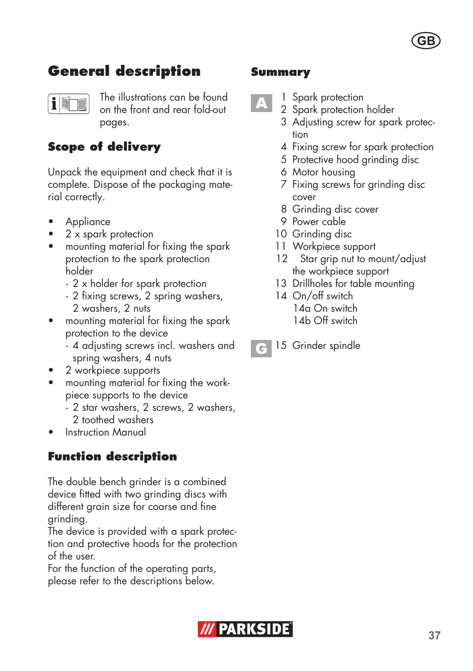 General description | Parkside PDOS 200 B2 User Manual | Page 37 / 56