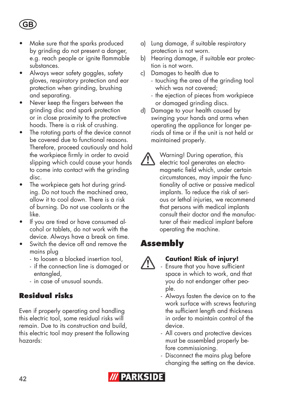 Assembly | Parkside PDOS 200 B2 User Manual | Page 42 / 56