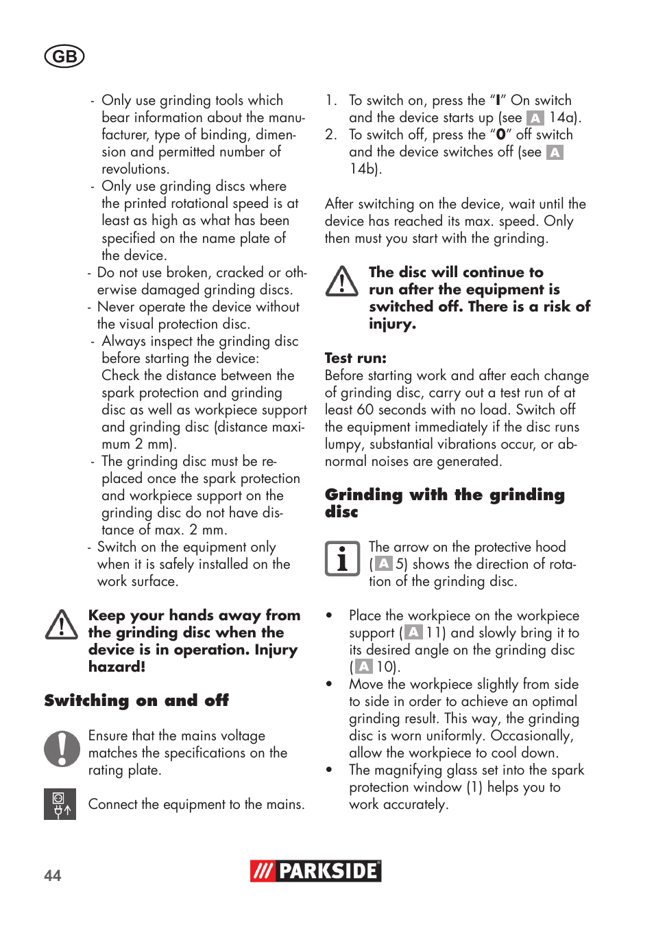 Parkside PDOS 200 B2 User Manual | Page 44 / 56