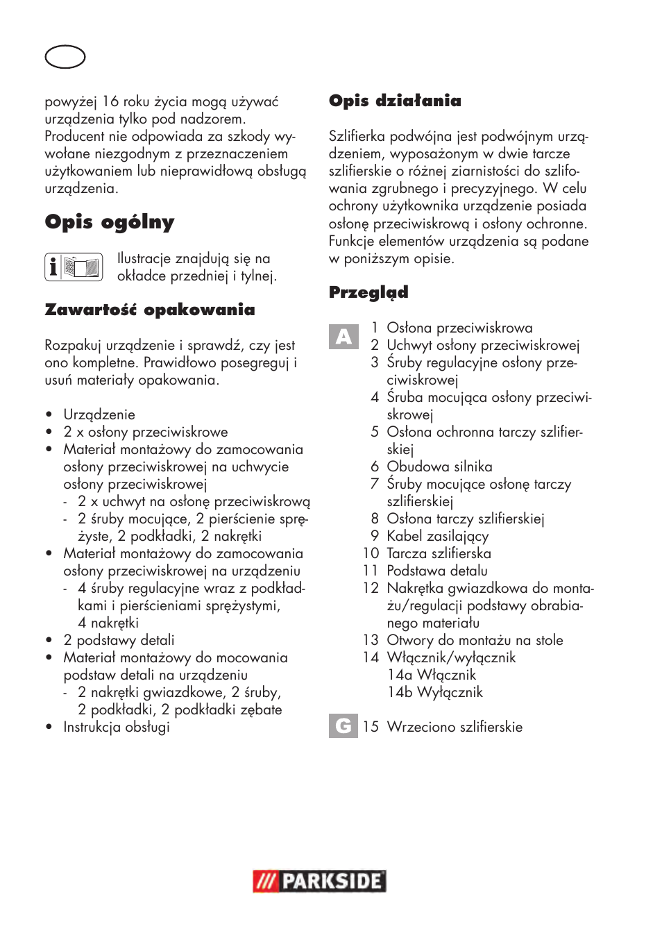 Opis ogólny | Parkside PDOS 200 B2 User Manual | Page 20 / 104