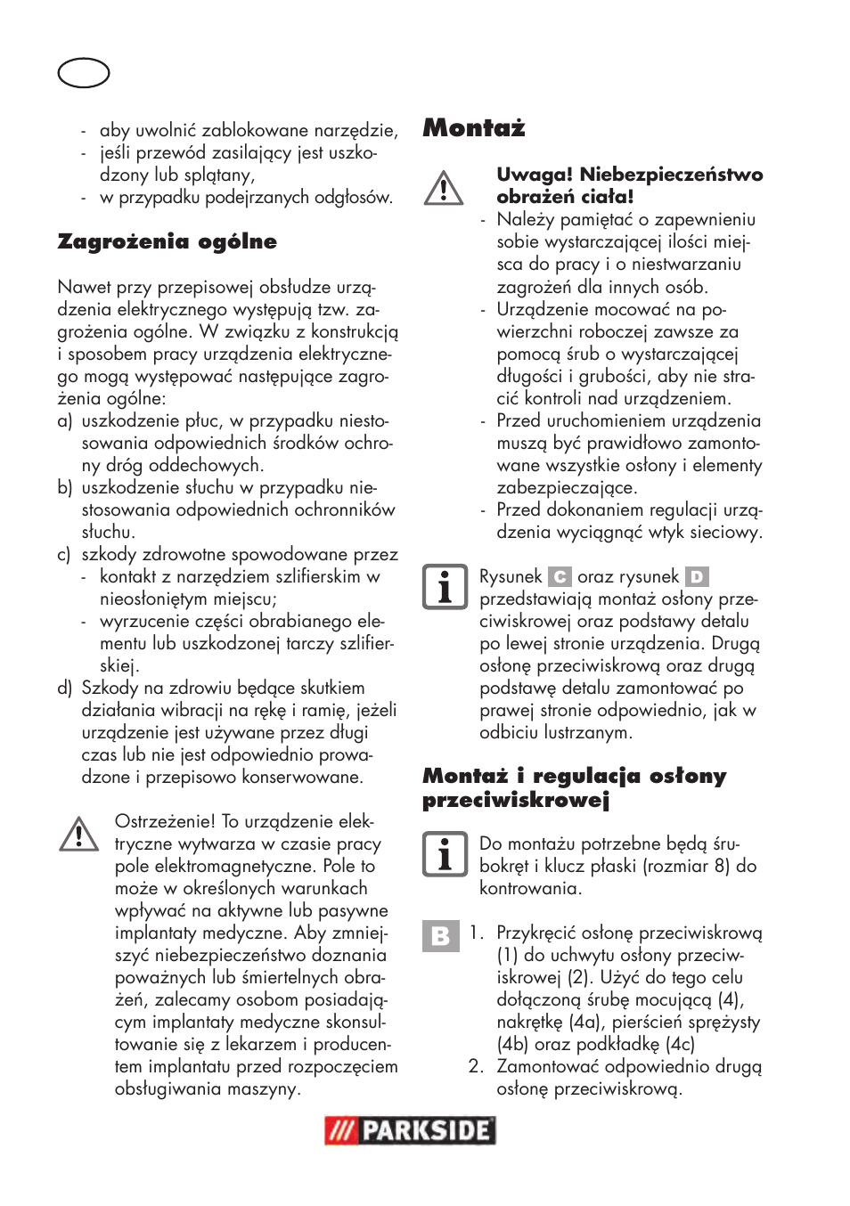 Montaż | Parkside PDOS 200 B2 User Manual | Page 26 / 104