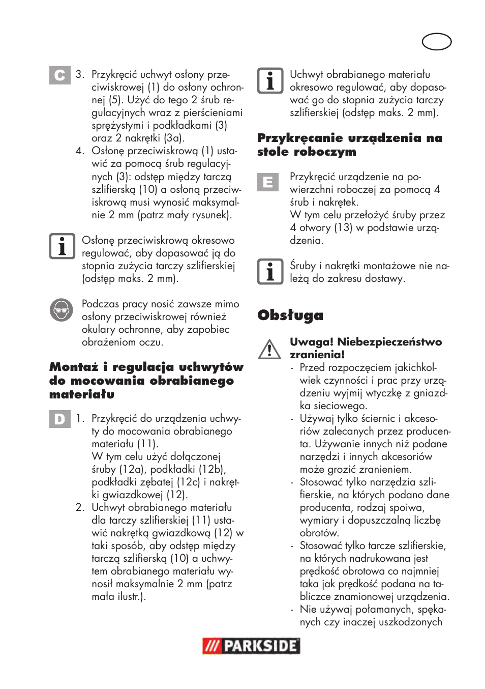 Obsługa | Parkside PDOS 200 B2 User Manual | Page 27 / 104