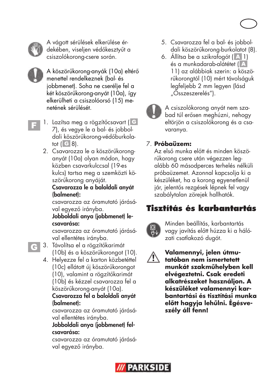 Tisztítás és karbantartás | Parkside PDOS 200 B2 User Manual | Page 45 / 104