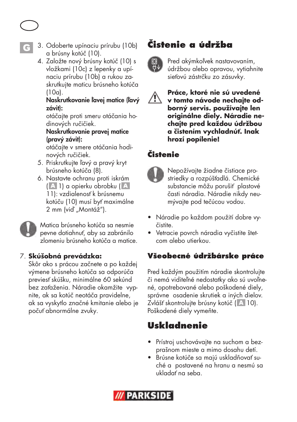 Čistenie a údržba, Uskladnenie | Parkside PDOS 200 B2 User Manual | Page 76 / 104