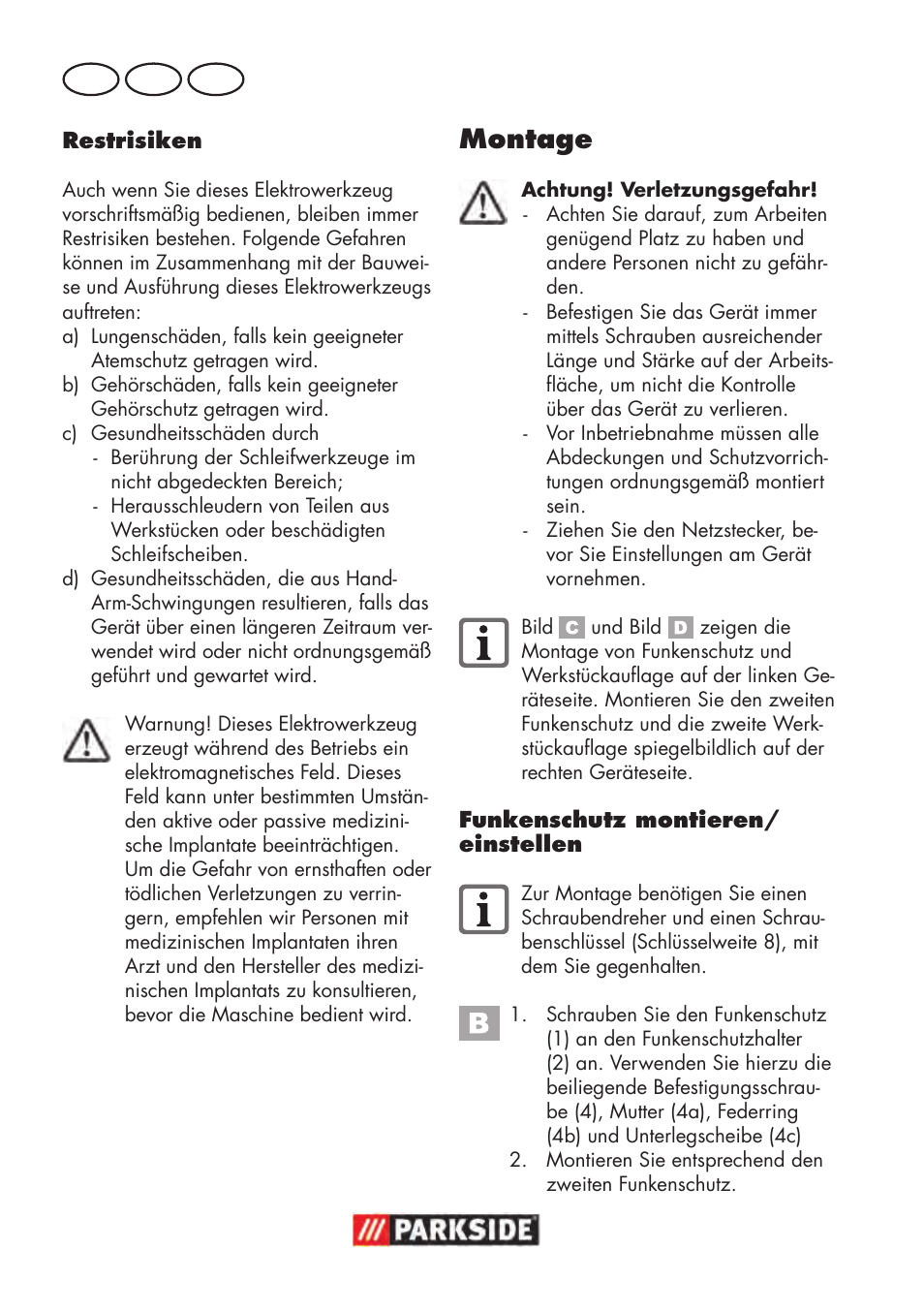 Montage, De at ch | Parkside PDOS 200 B2 User Manual | Page 88 / 104