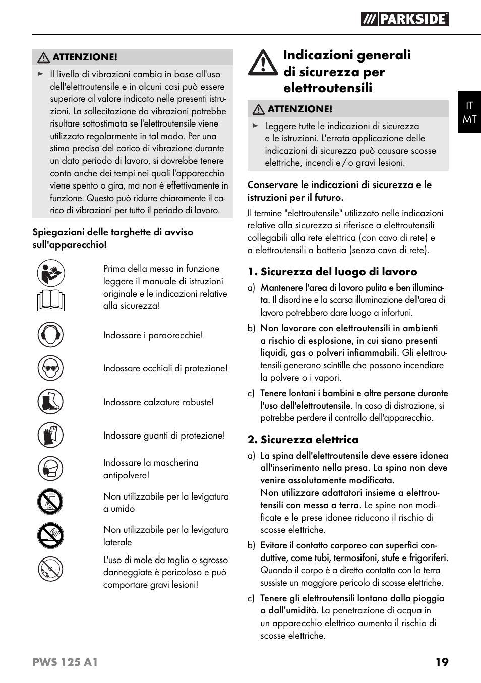 Parkside PWS 125 A1 User Manual | Page 22 / 79