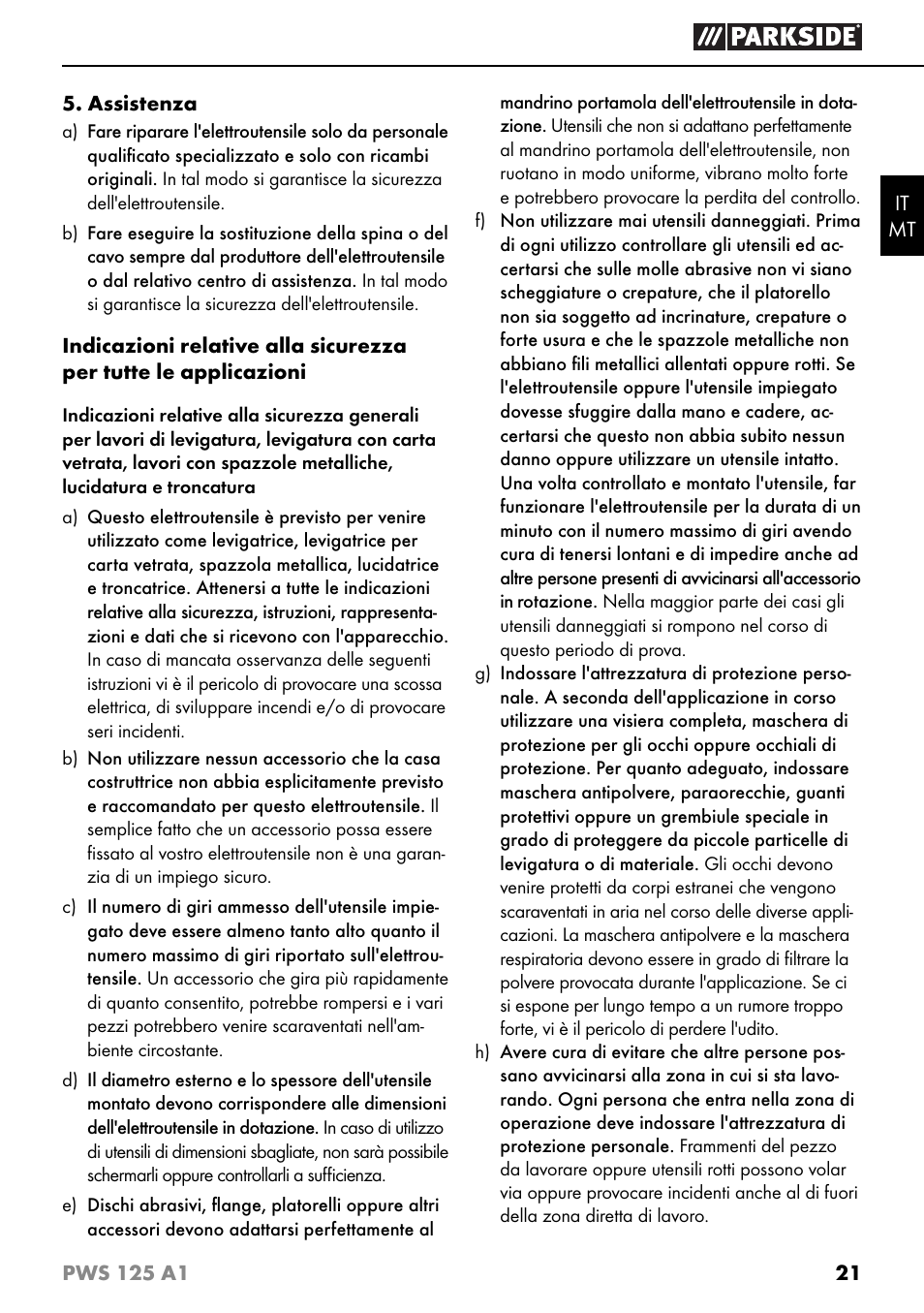 Parkside PWS 125 A1 User Manual | Page 24 / 79