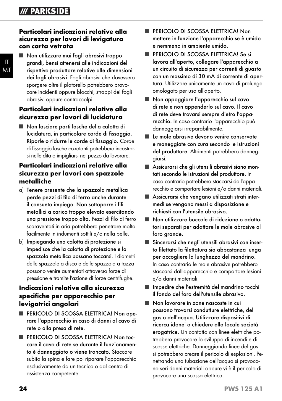 Parkside PWS 125 A1 User Manual | Page 27 / 79