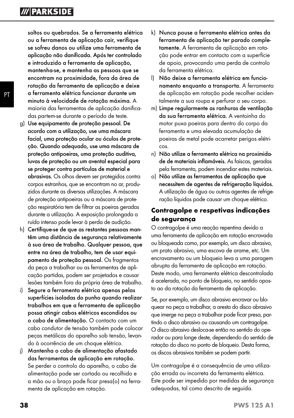 Parkside PWS 125 A1 User Manual | Page 41 / 79