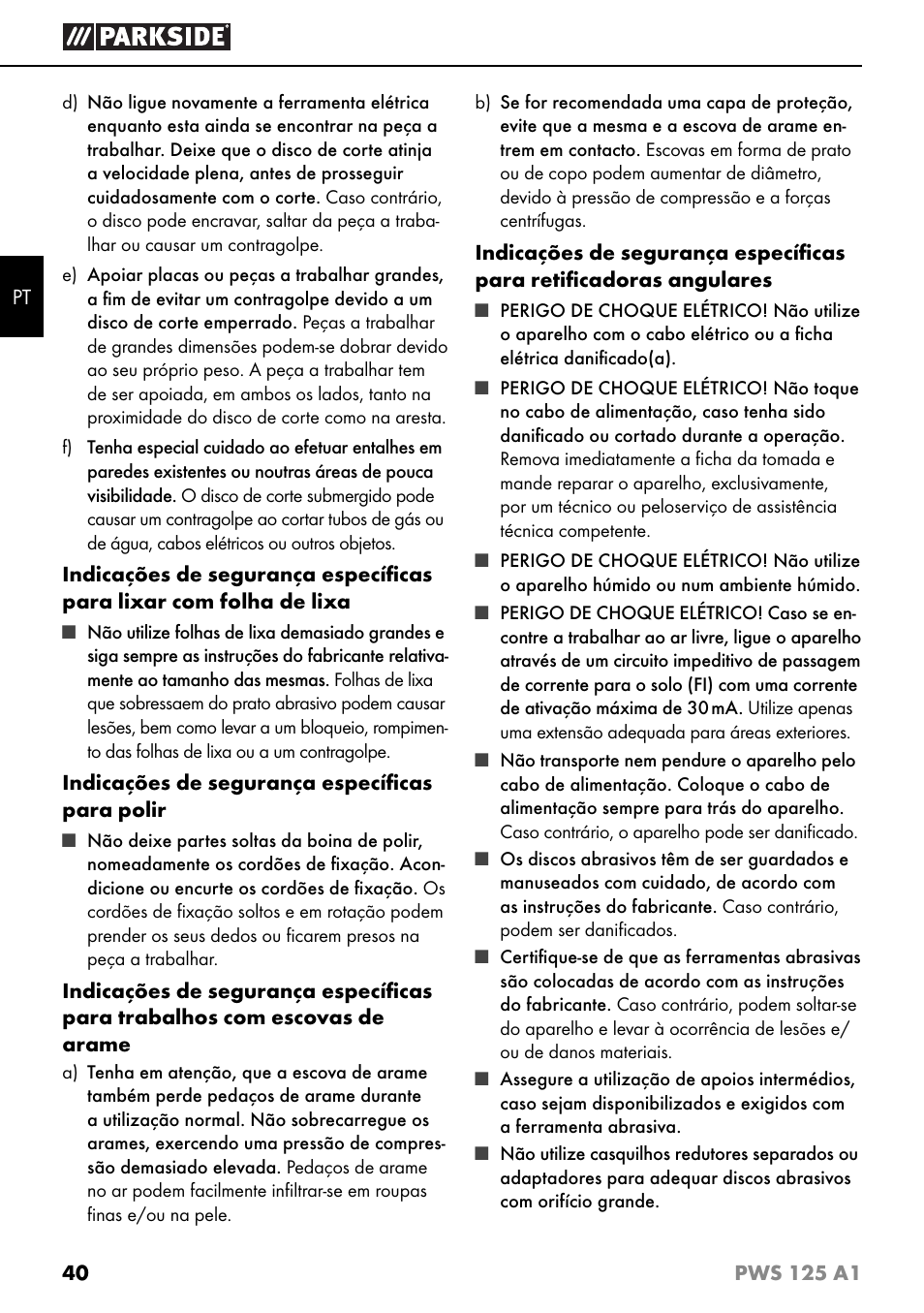 Parkside PWS 125 A1 User Manual | Page 43 / 79