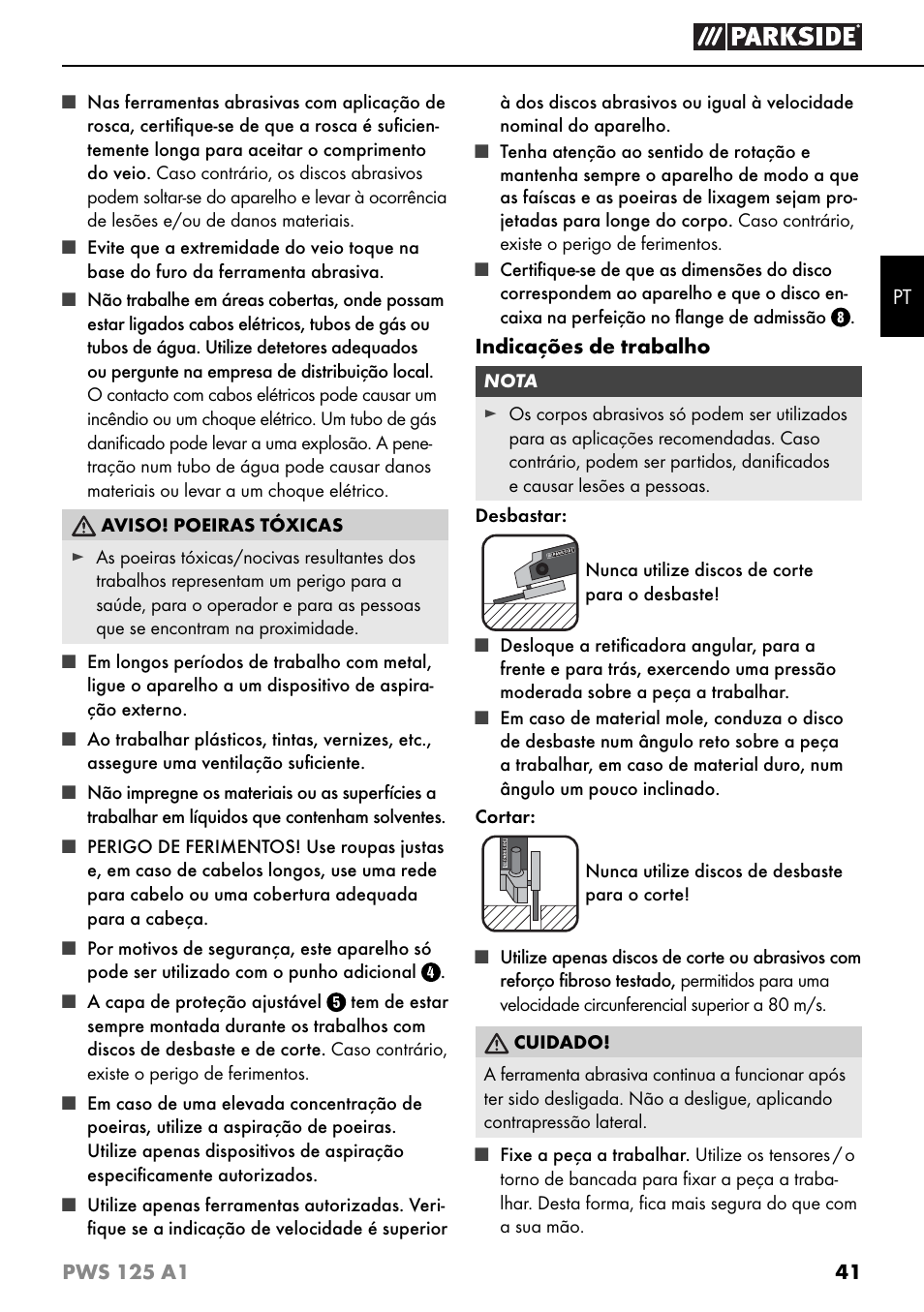 Parkside PWS 125 A1 User Manual | Page 44 / 79