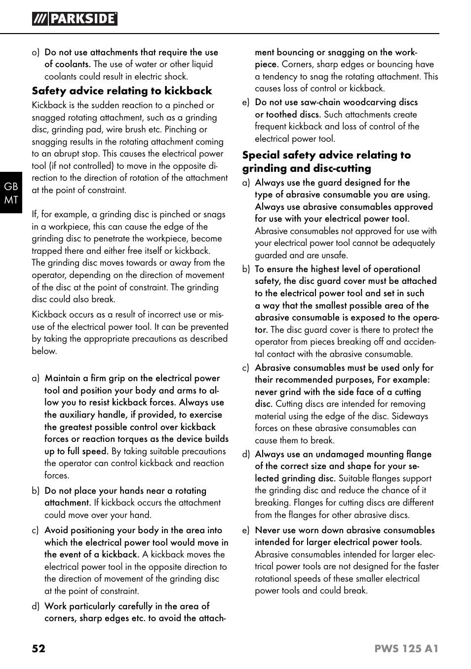 Parkside PWS 125 A1 User Manual | Page 55 / 79