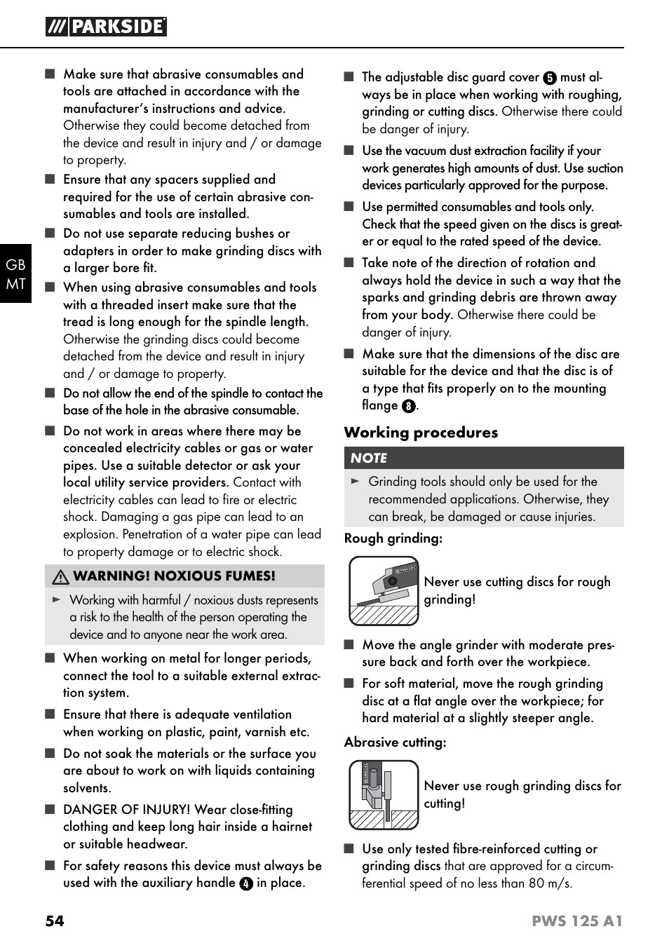 Parkside PWS 125 A1 User Manual | Page 57 / 79