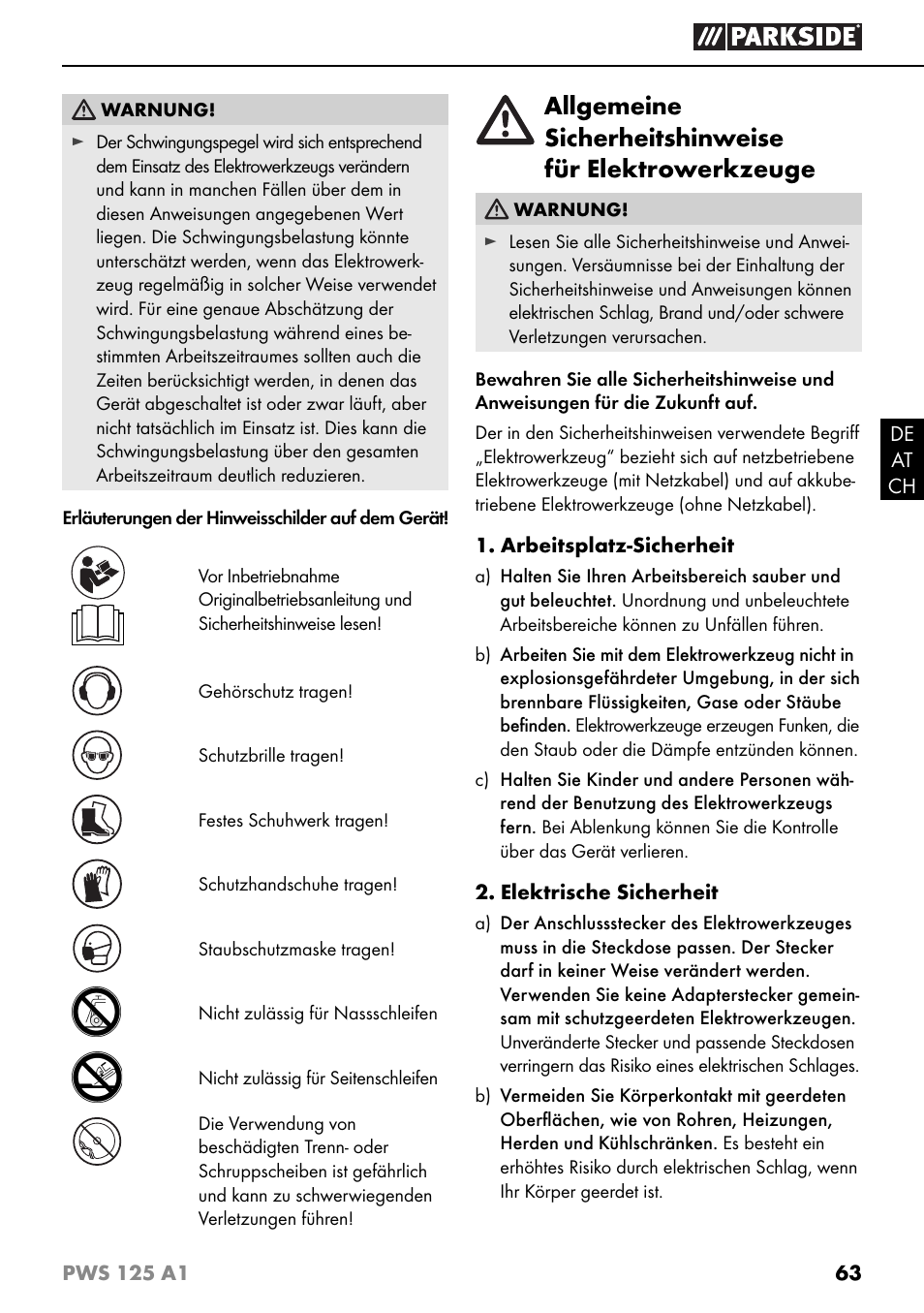 Parkside PWS 125 A1 User Manual | Page 66 / 79