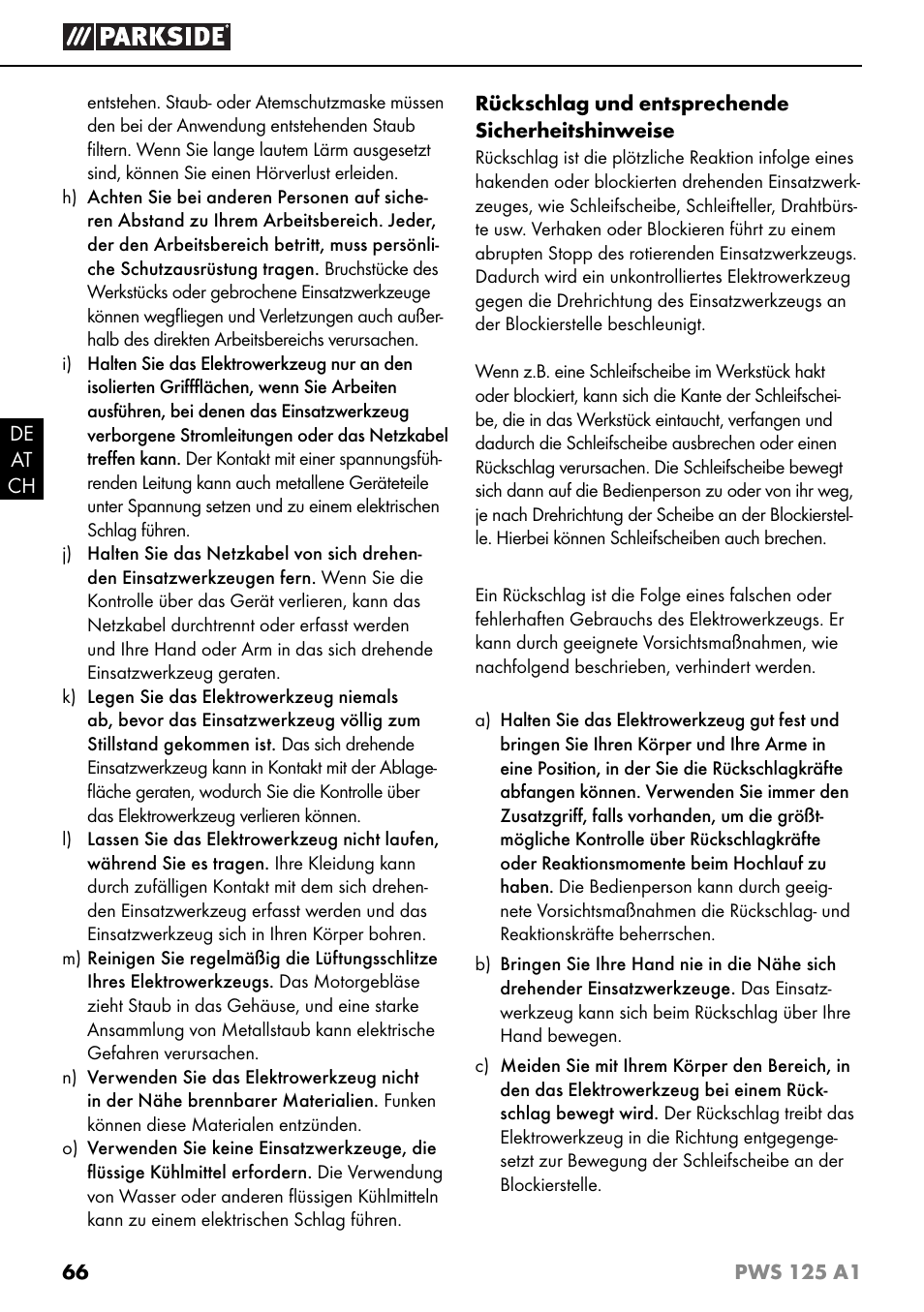 Parkside PWS 125 A1 User Manual | Page 69 / 79