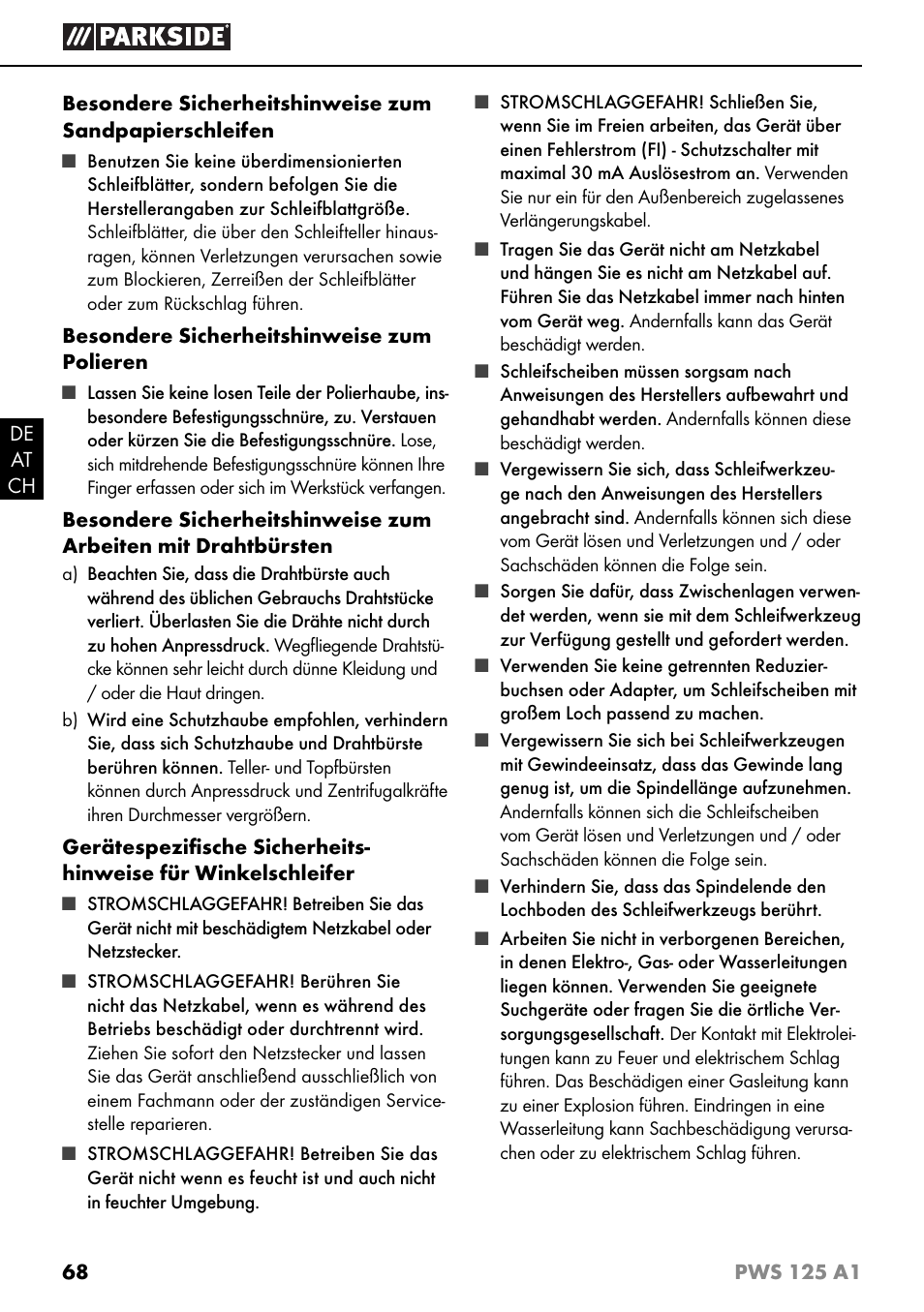 Parkside PWS 125 A1 User Manual | Page 71 / 79