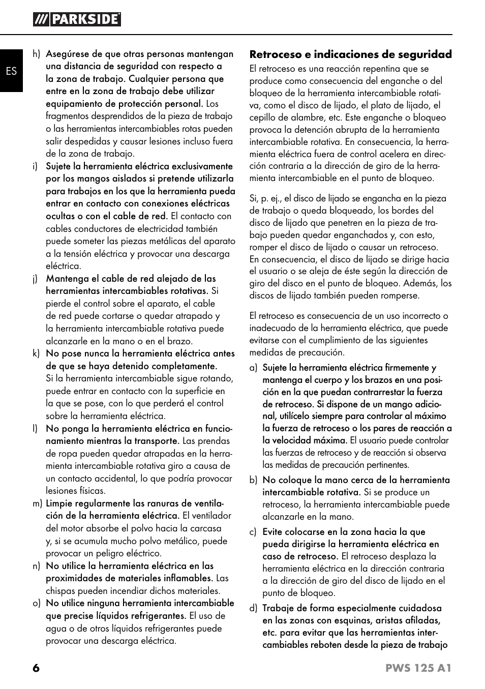 Parkside PWS 125 A1 User Manual | Page 9 / 79