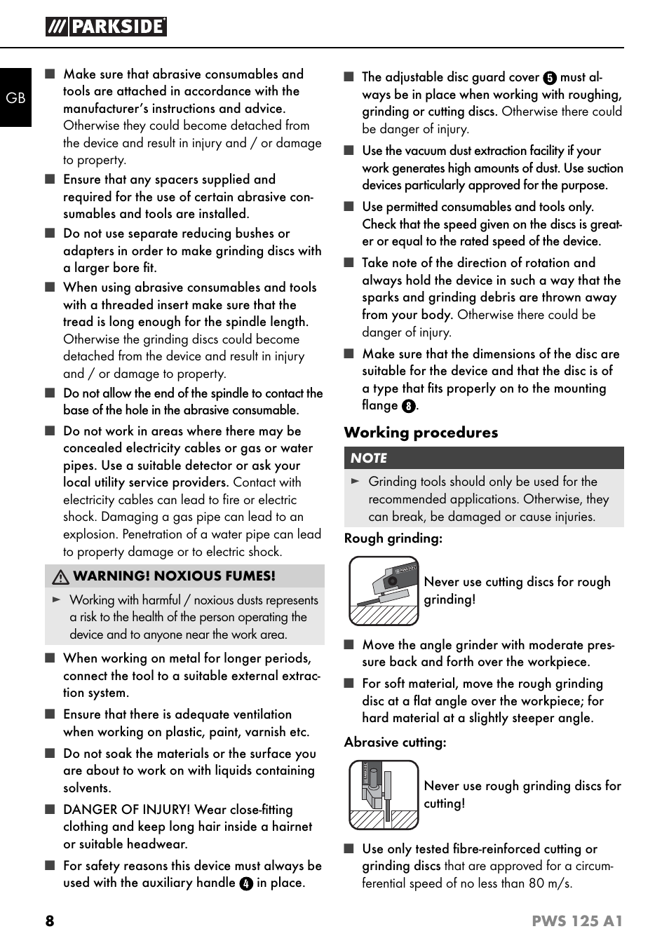 Parkside PWS 125 A1 User Manual | Page 11 / 105