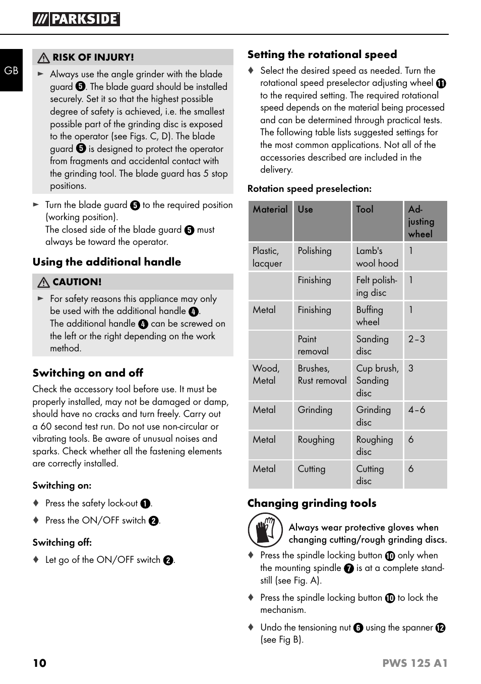 Parkside PWS 125 A1 User Manual | Page 13 / 105