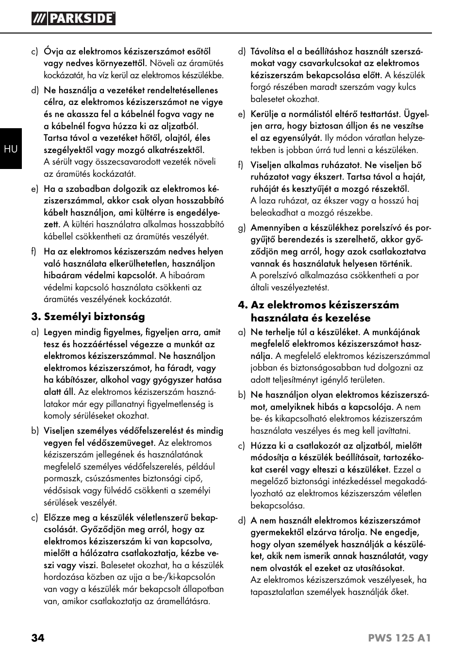 Parkside PWS 125 A1 User Manual | Page 37 / 105