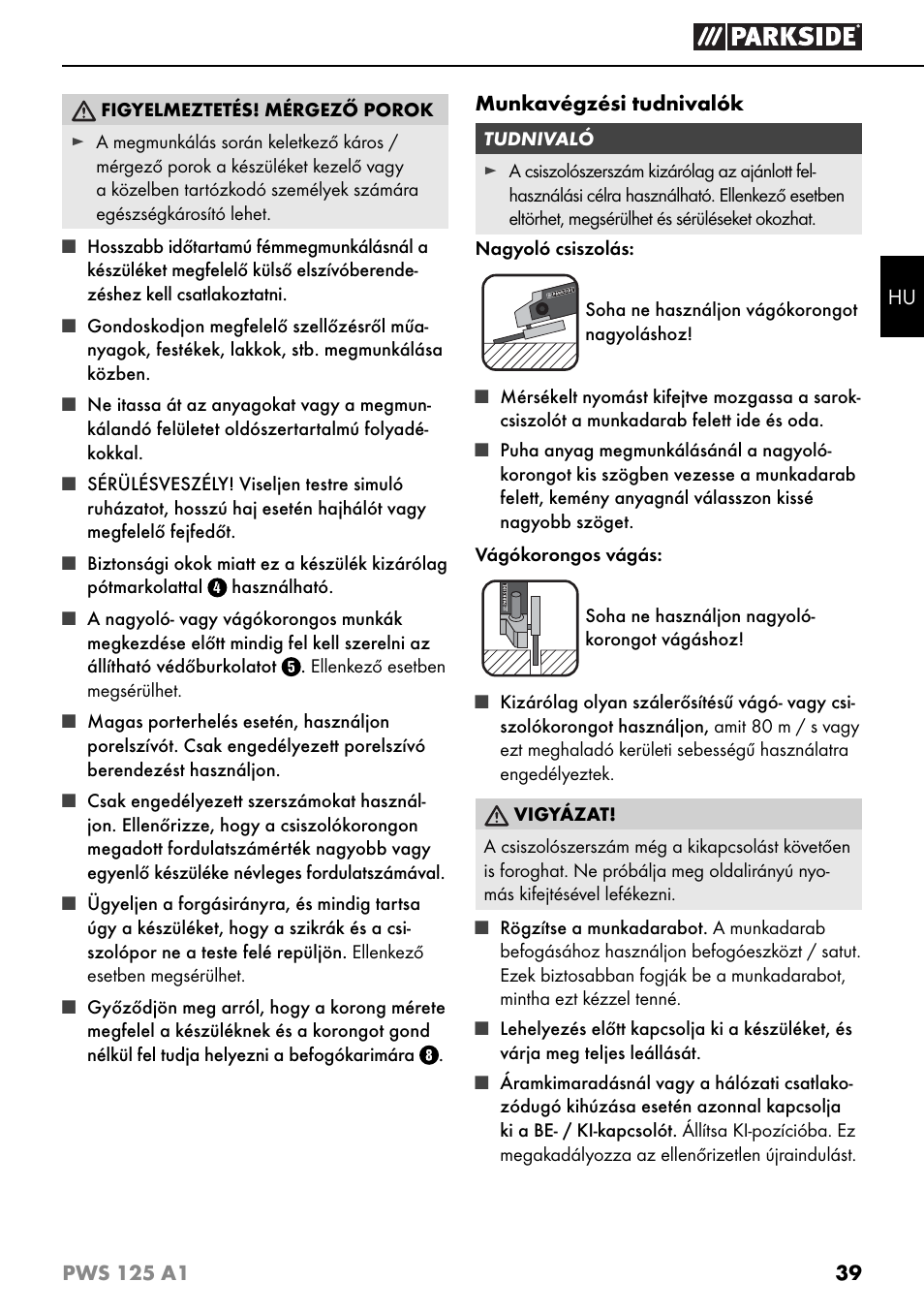 Parkside PWS 125 A1 User Manual | Page 42 / 105