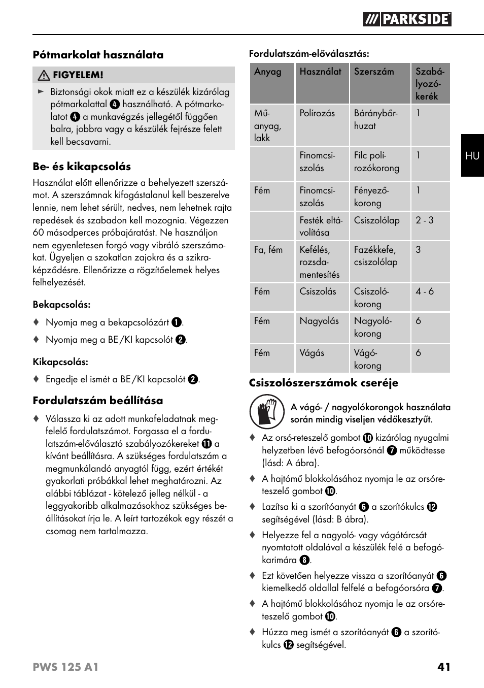 Parkside PWS 125 A1 User Manual | Page 44 / 105