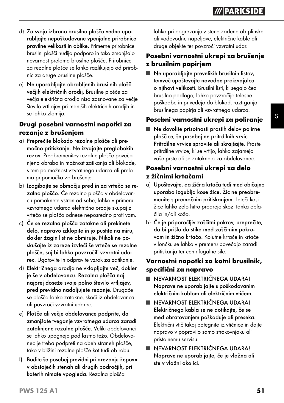 Parkside PWS 125 A1 User Manual | Page 54 / 105